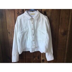 How Very Loved White Corduroy Jacket Size L Pockets Raw Hem Urban Streetwear